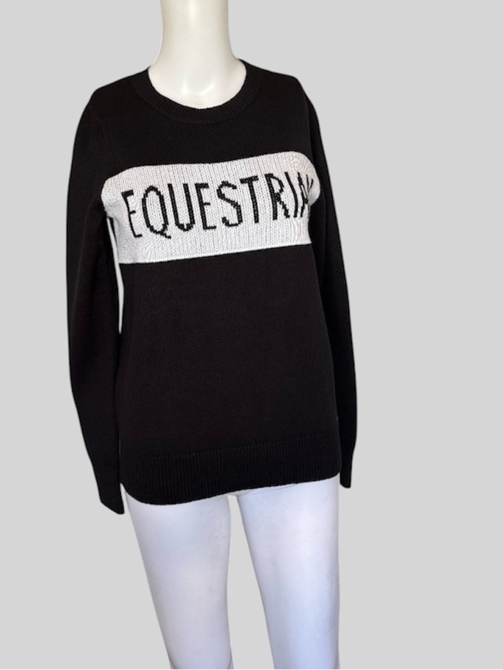 Noel Asmar Women’s Black Long Sleeve Sweater Size XXS with Front Equestrian Logo